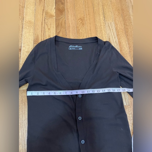 Eddie Bauer 100% Cotton Button Cardigan | Women’s Tall Medium | Warm Brown - Picture 3 of 7